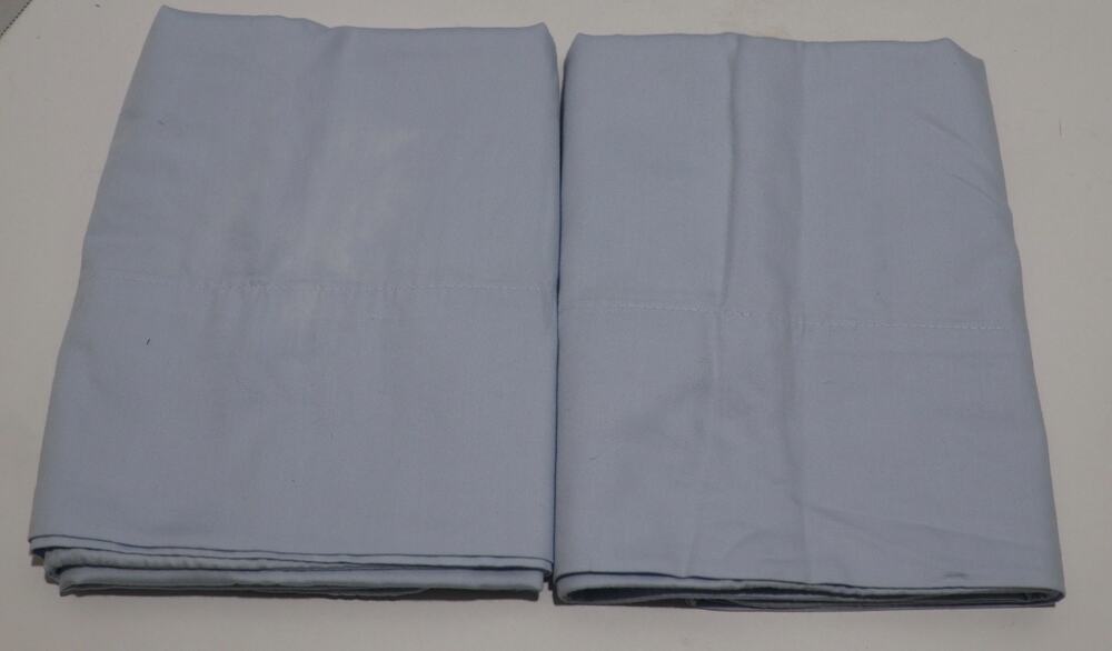 Martha Stewart Pillowcase Pair King Solid Light Blue Cotton 20x36